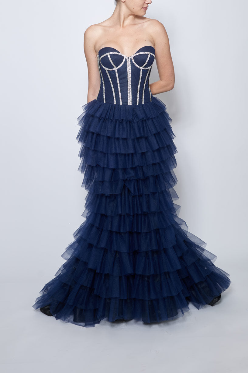 isabell-kristensen-monaco-boutique-robe-soiree-tulle-corset-cristal-face-bleu-marine